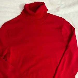 Red turtle neck sweater